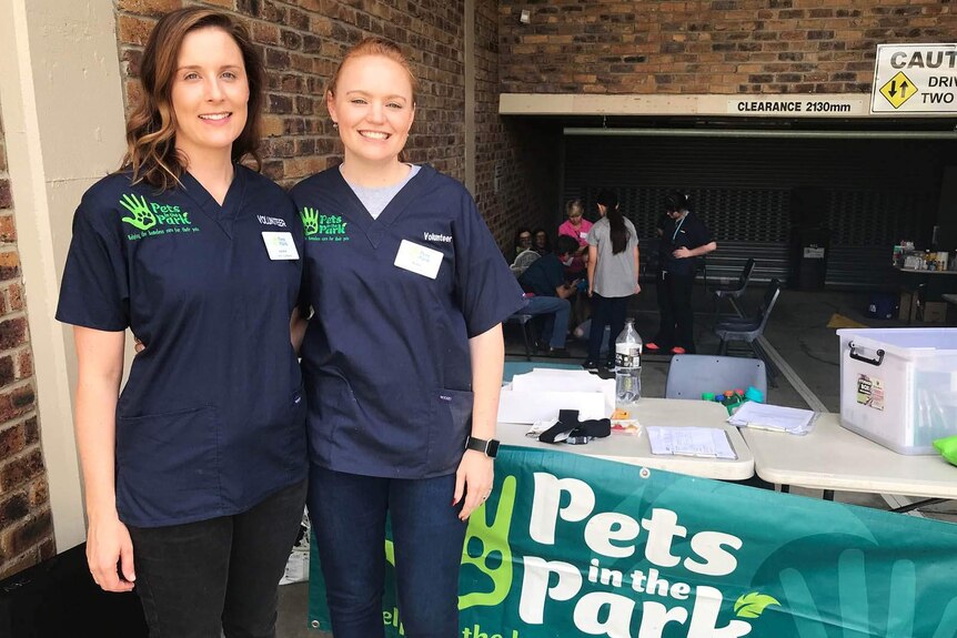Vet Jackie Campbell (L) and Pets in the Park administrator Katie Winston