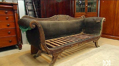 Costly couch: The sofa will be restored and put on public display.