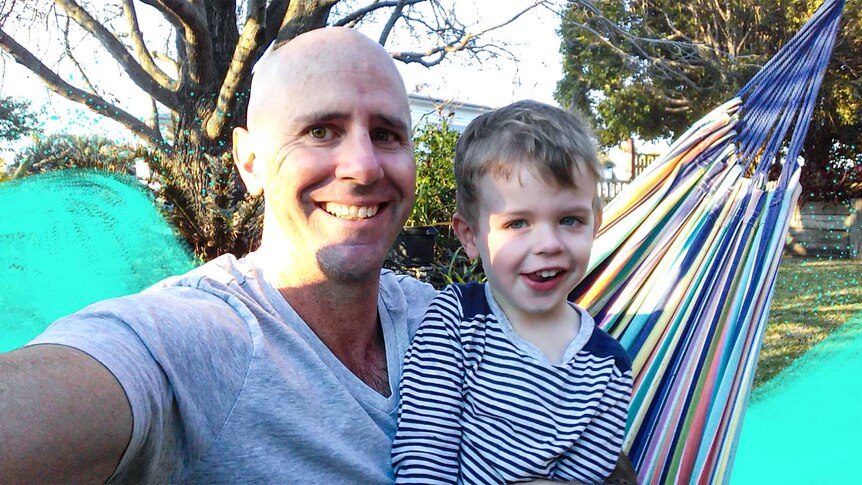 Damien Stannard and his son take a selfie in a story about how to ask for flexible work arrangements like working from home.