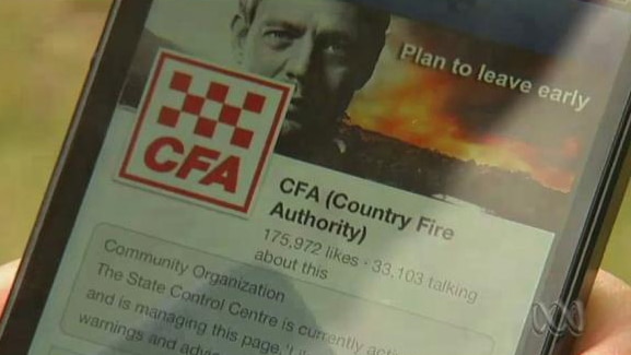 A smartphone screen shows a Country Fire Authority app