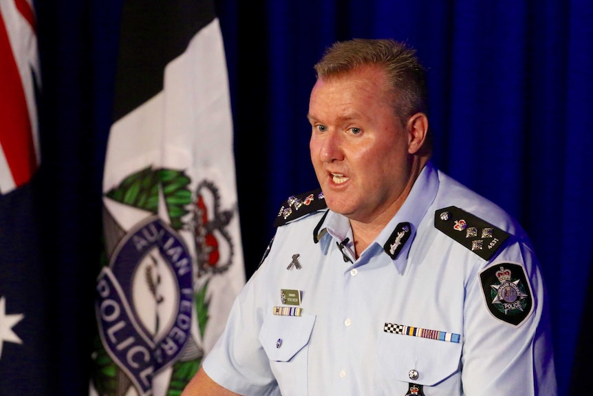 AFP Commander Peter Crozier speaking at a press conference