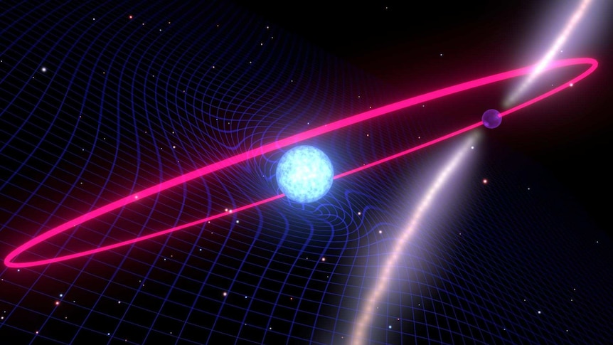Artists impression of a star dragging space time