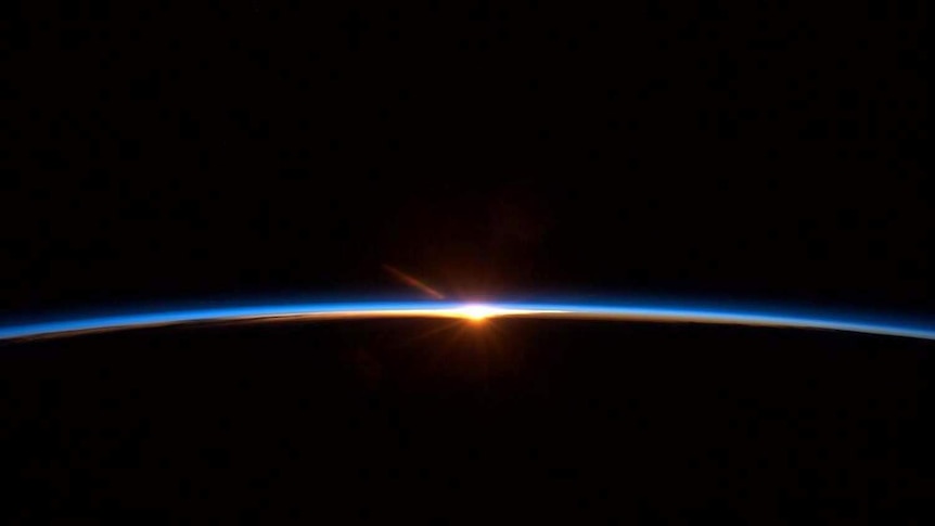 The horizon at dawn, as seen from the International Space Station