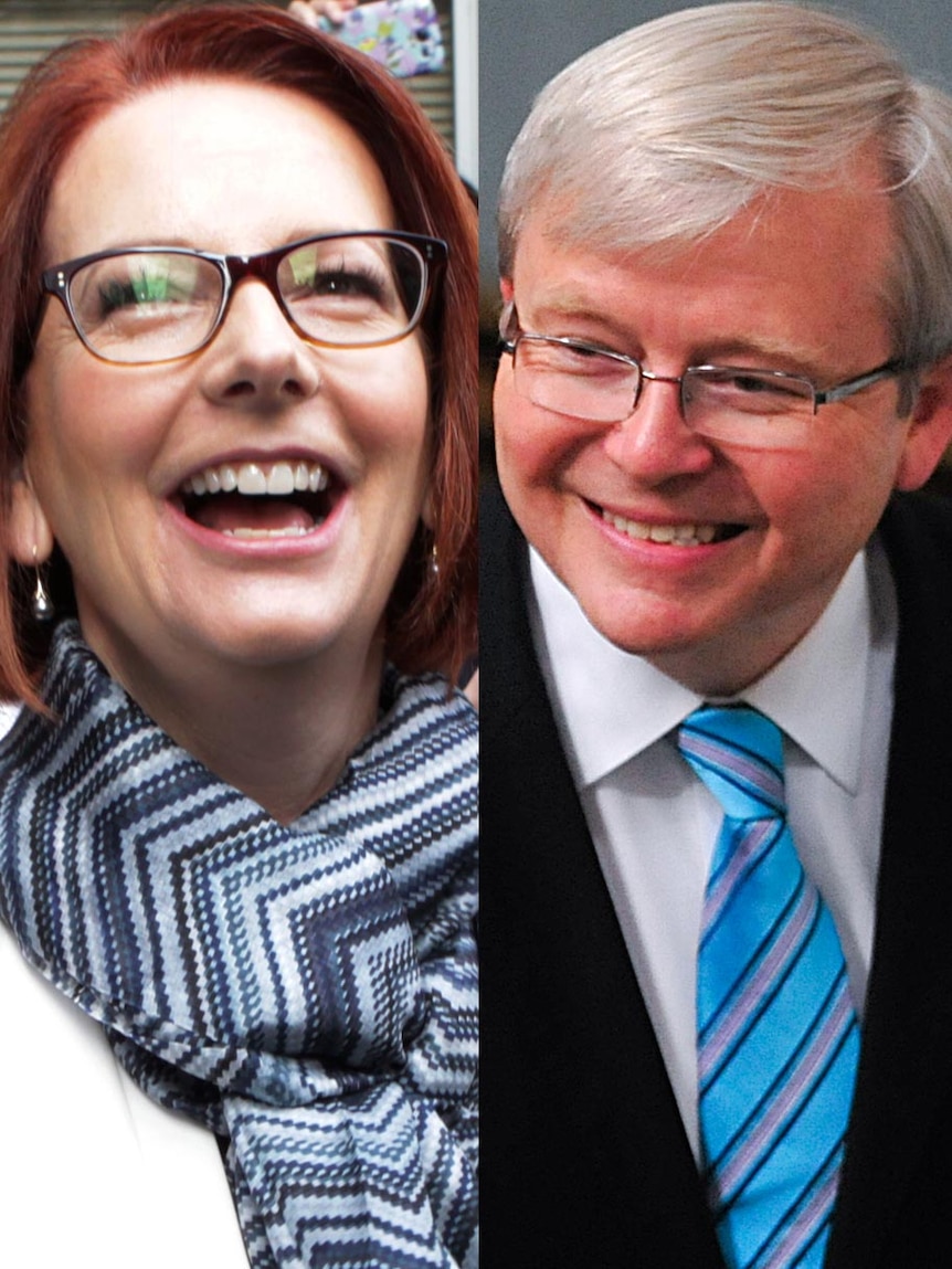LtoR Julia Gillard and Kevin Rudd.