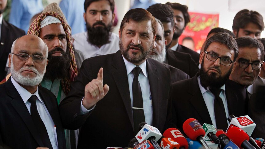 Pakistani lawyers who are contesting the case against Asia Bibi speak to the media