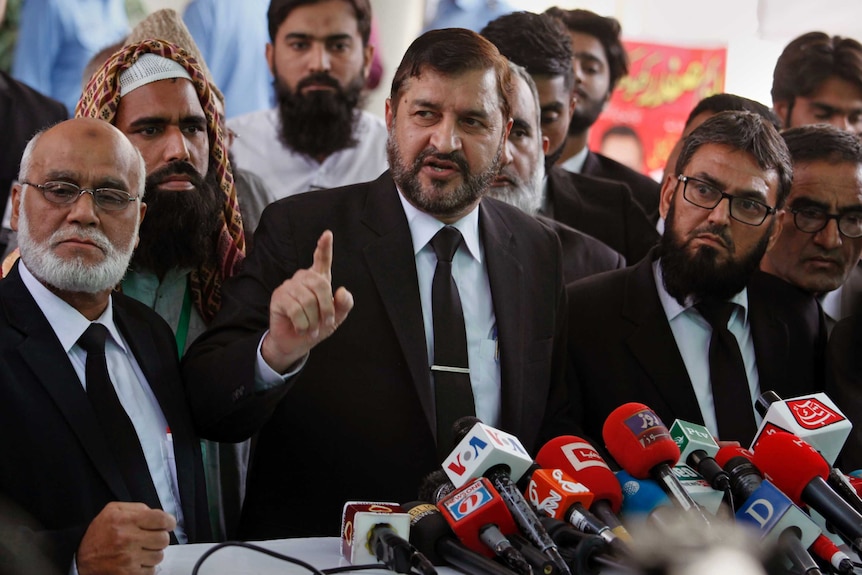 Pakistani lawyers who are contesting the case against Asia Bibi speak to the media