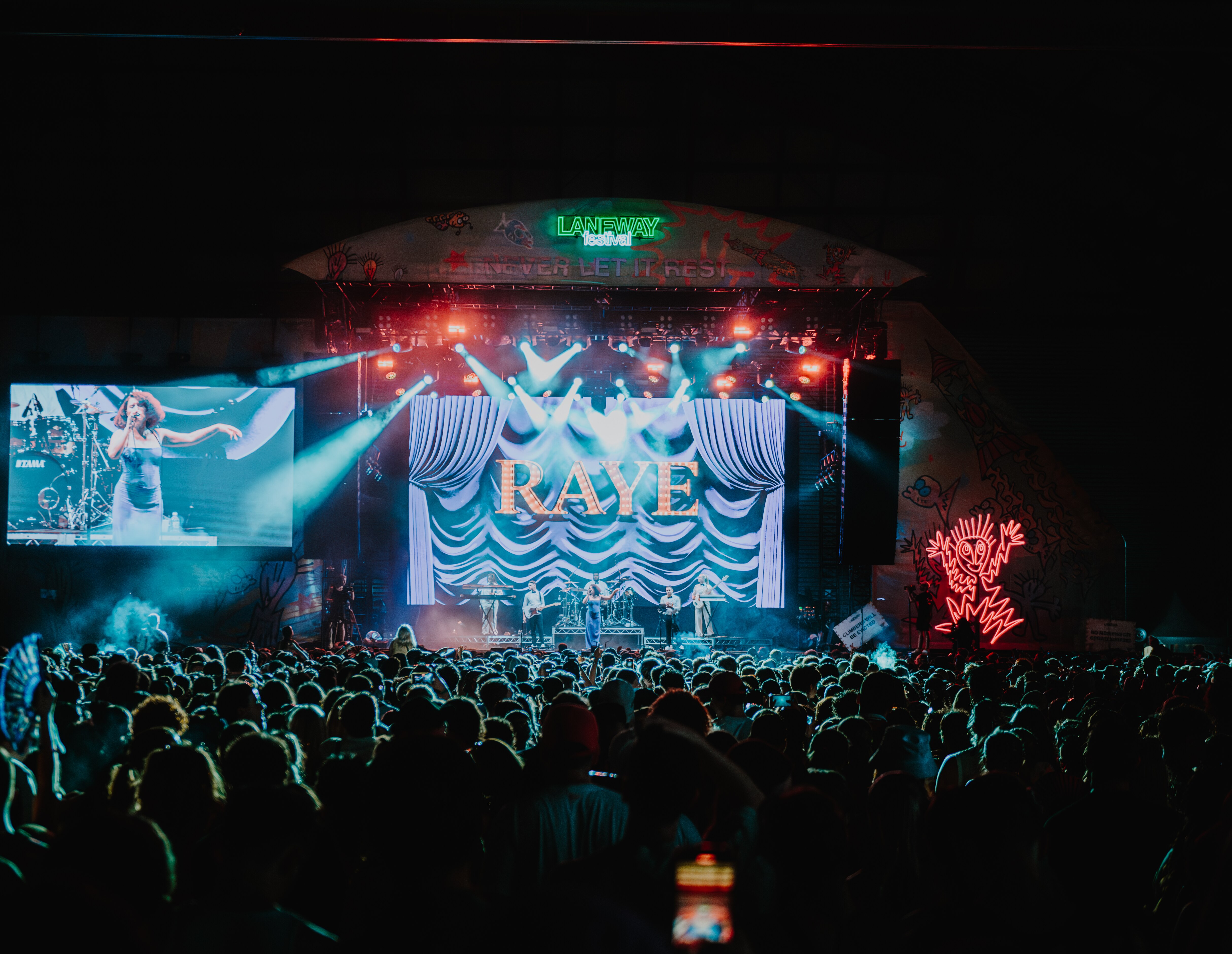 Raye performs live at Laneway Festival in Sydney, 4 February 2024