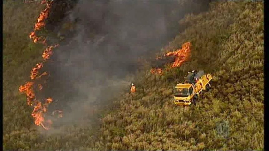 Fire threat: nine crews are controlling a blaze in the Lockyer Valley