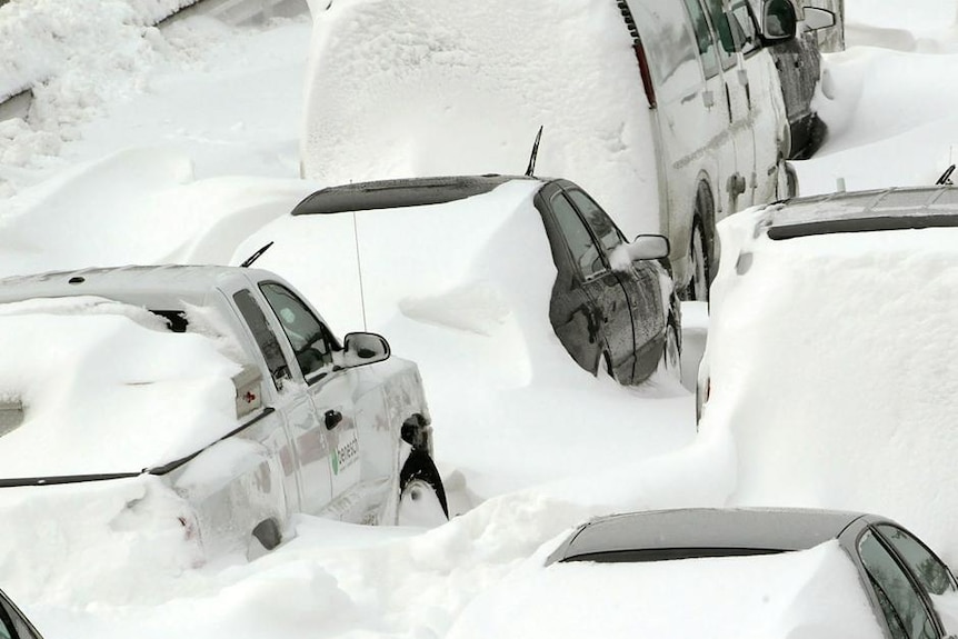 Cars sit in the northbound lanes of Lake Shore Drive