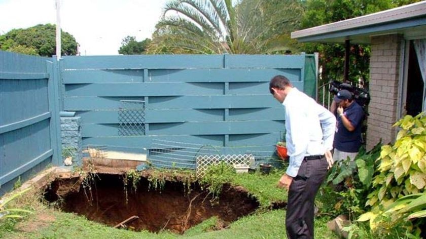 Hole in yard of house owned by Kevin Rudd's uncle