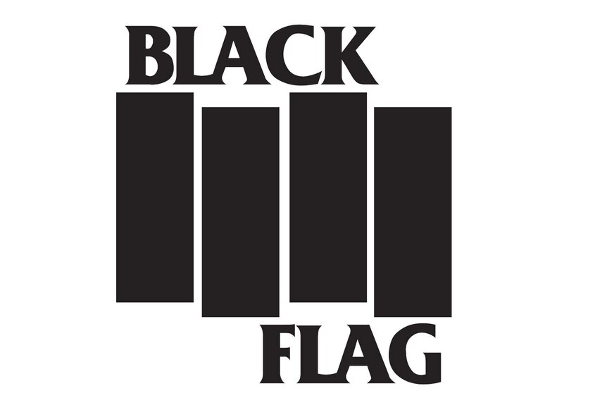 Logo featuring the words 'black flag' in bold black text with four black bars beneath it