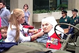 Anne Leach at the Perth Anzac March with granddaughter Charlotte.