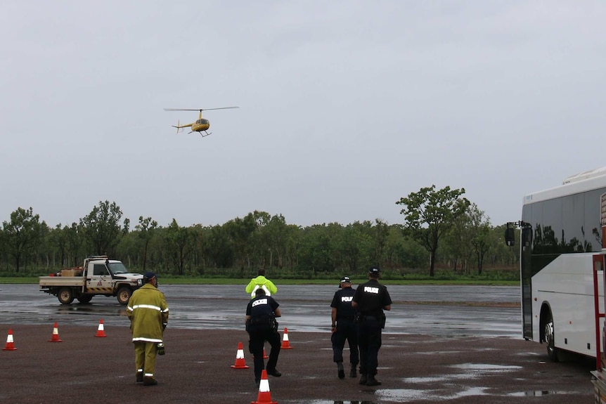 Helicopter with Daly River evacuees arrives in Batchelor