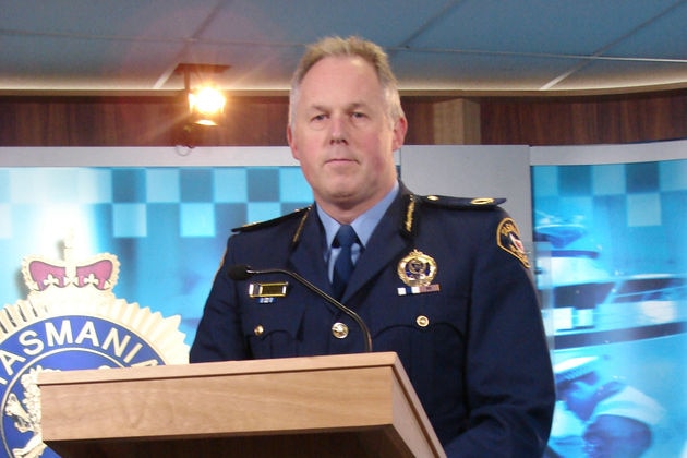 Tasmanian Assistant Police Commissioner Scott Tilyard addresses media on July 21, 2008