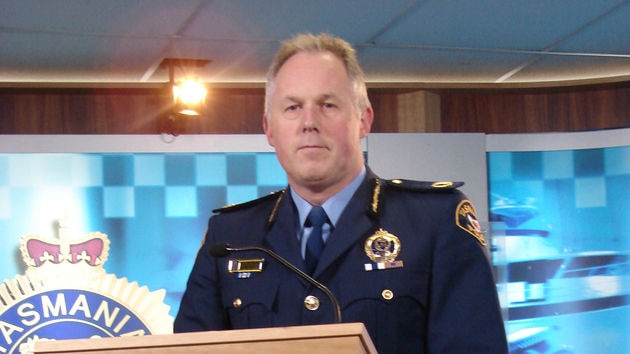 Tasmanian Assistant Police Commissioner Scott Tilyard addresses media on July 21, 2008