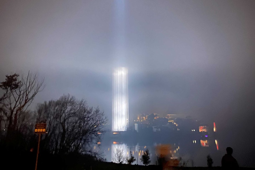 A beam of light through thick fog