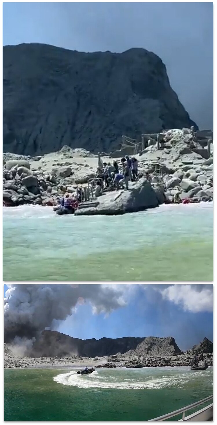 Passengers on the boat the Phoenix filmed survivors being rescued from White Island.