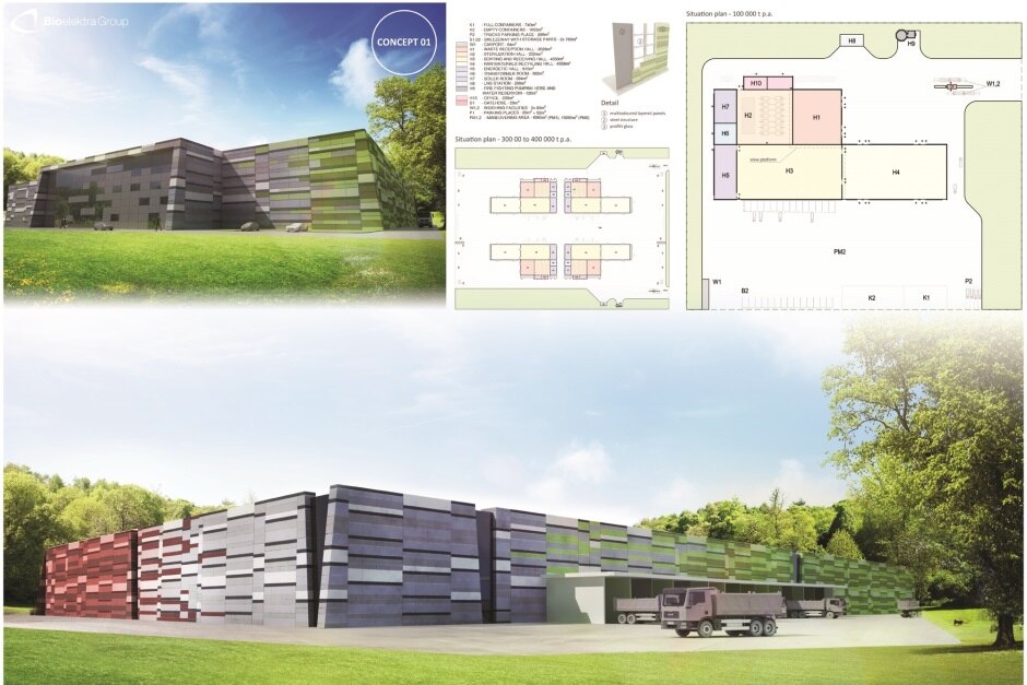An artist's impression of a flat-roofed recycling facility in West Nowra