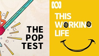 Two colourful graphics side by side, one saying The Pop Test and the other This Working Life