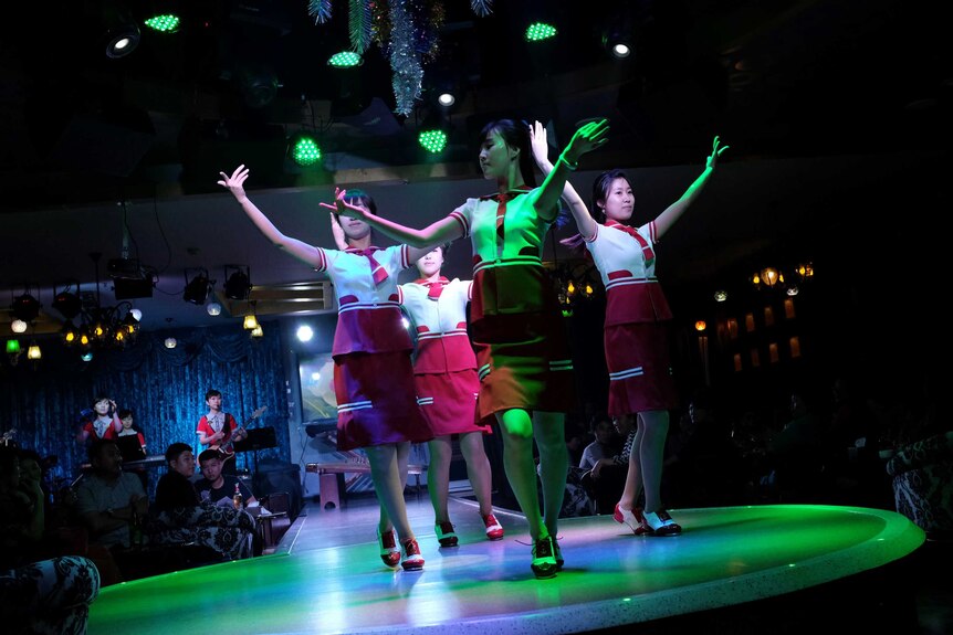 North Korean women performing a tapdance.