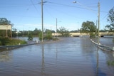 One Mile Bridge at Ipswich flooded