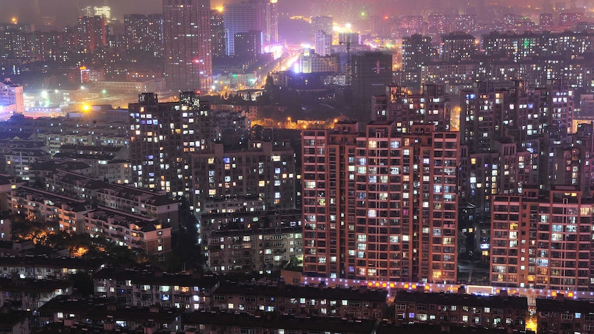 A night view of residential buildings in Hefei, Anhui province