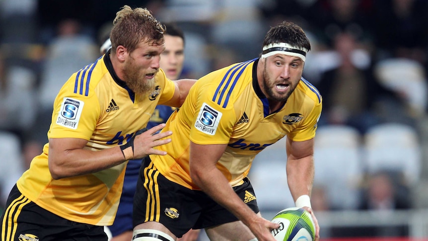 Up front ... Forwards Jeremy Thrush (R) and Brad Shields have been among the Hurricanes most consistent performers
