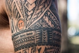 A close up of the Reverend Fie Marino's Samoan tattoo.