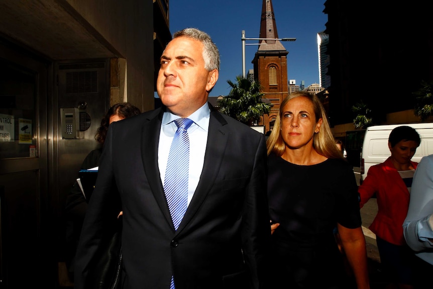 Joe Hockey leaves the Federal Court with his wife Melissa Babbage