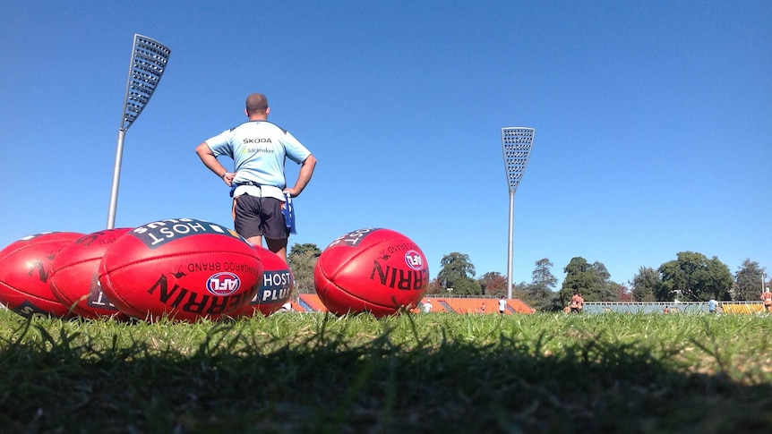 The Greater Western Sydney Giants training ahead of their match with the Gold Coast Suns in Canberra. Taken April 26, 2013.