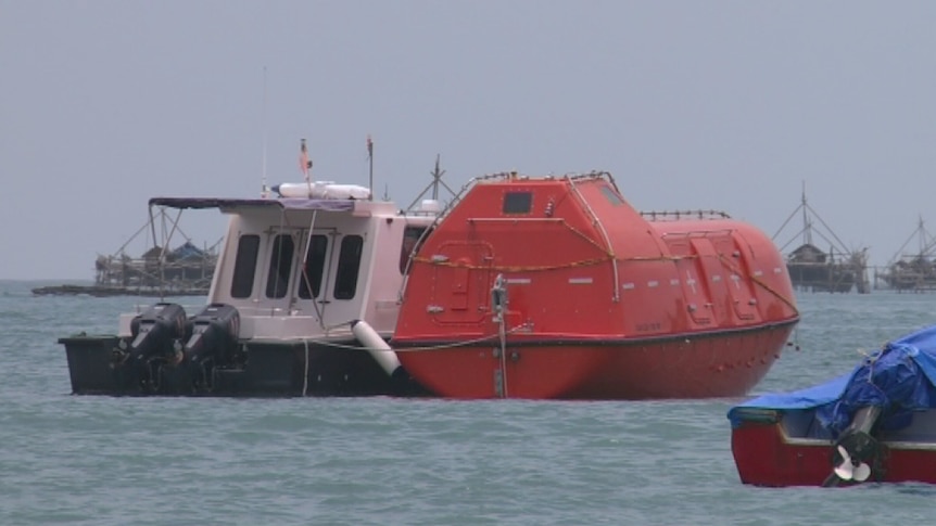 Orange lifeboat.