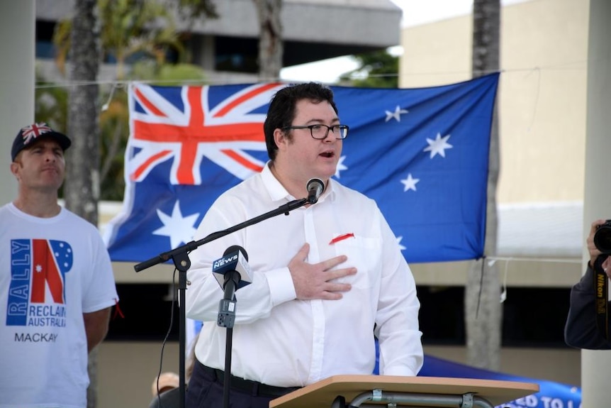 George Christensen speaks at a Reclaim Australia rally in Mackay.
