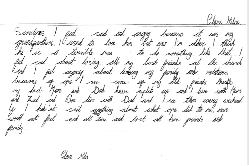 An impact statement written by Sylvia's daughter Clare, about her grandfather's abuse.