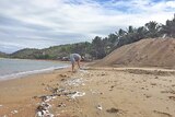 Magnetic Island locals clean up polystyrene beads from the beach