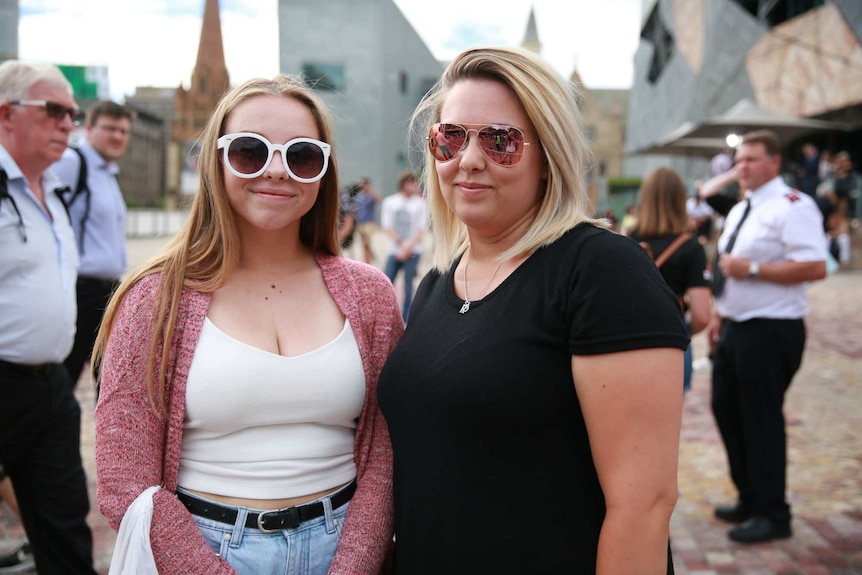 Hayley and Emily Campbell at Federation Square.