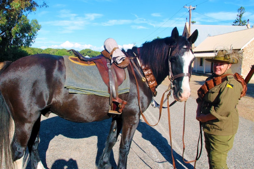 Verna Holmes is preparing Cuffy to participate in Midwest Anzac Day services