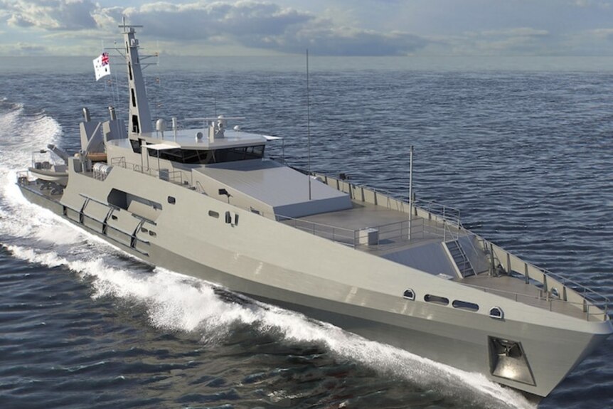 在一项价值3.5亿澳元的国防计划中，堪培拉联邦政府计划建造六艘新型巡逻艇，以确保留住就业机会。
