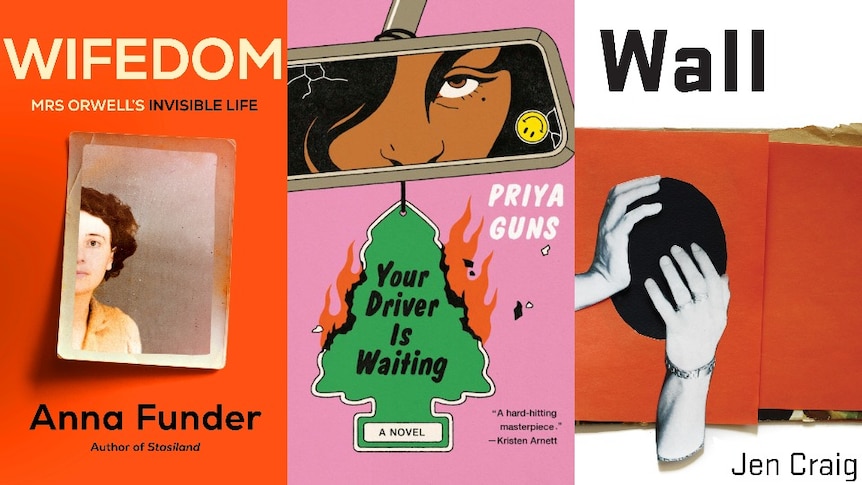 Three book covers, details in caption. First and third orange, middle pink