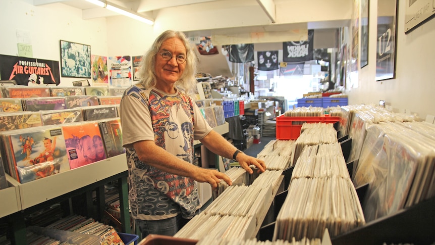 Rare Groove Records owner Ray Parsons in his Nobby Beach store