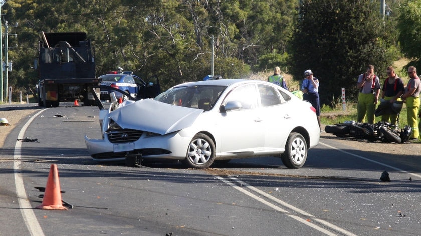 The scene of a fatal three vehicle collision on the Channel Highway in Margate, Tasmania
