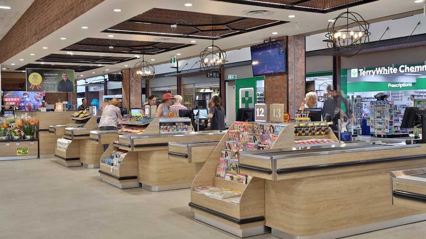 The checkouts inside the Brighton Foodland store in Adelaide's inner south.