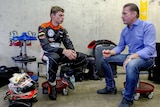 Max Verstappen speaks to his father Jos Verstappen before the 2014 Zandvoort masters of Formula 3.