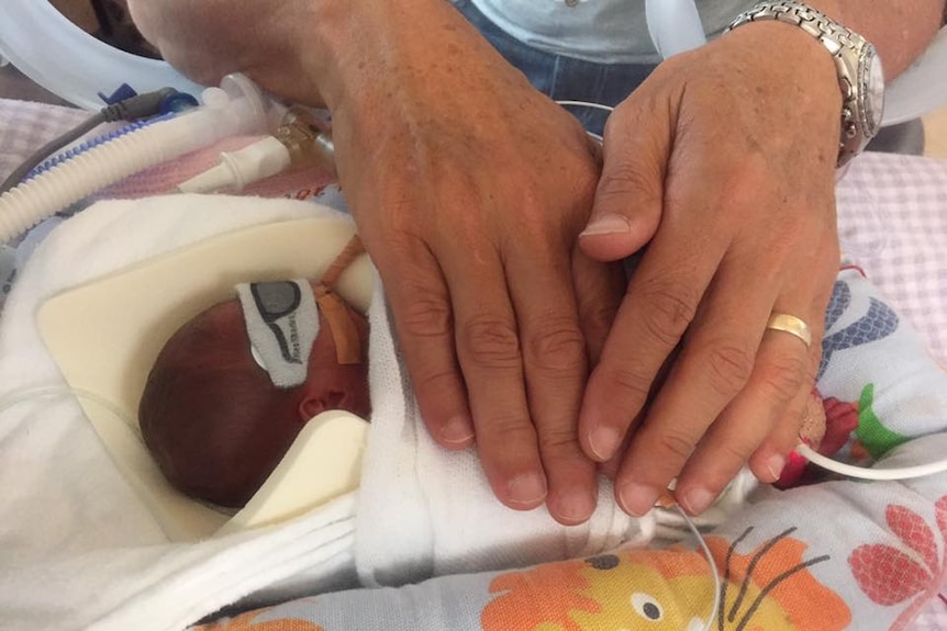 A premature baby in hospital.