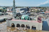 An aerial view of the Baiturrahman mosque which was hit by a tsunami.