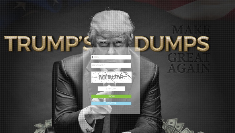 Dark web log-in page for Trump's Dumps