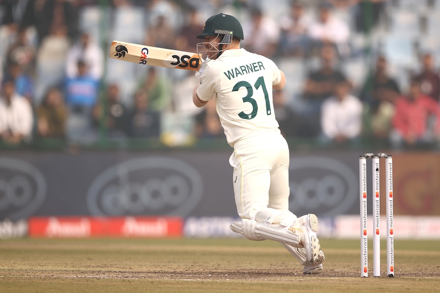 David Warner bats for Australia in Delhi