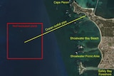 Map of affected area off Cape Peron.