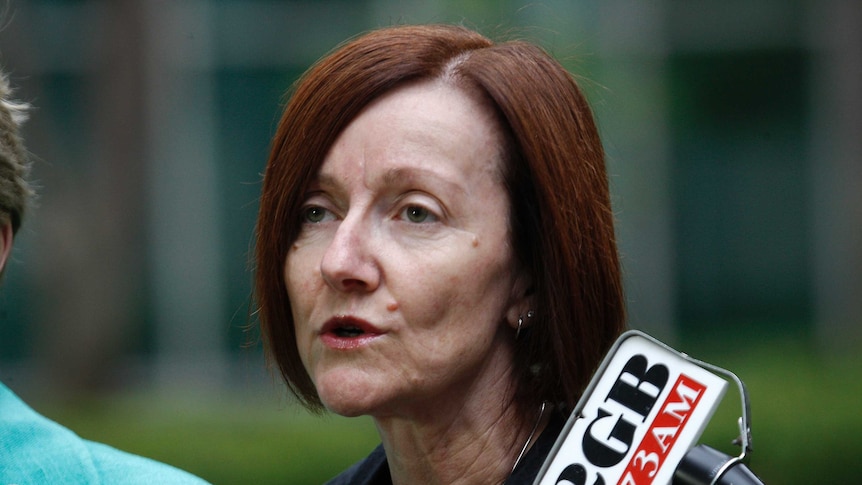 Greens Senator Rachel Siewert speaks at a press conference