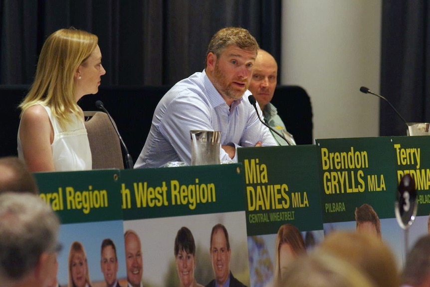 Brendon Grylls speaks on a panel at a Nationals' business breakfast.