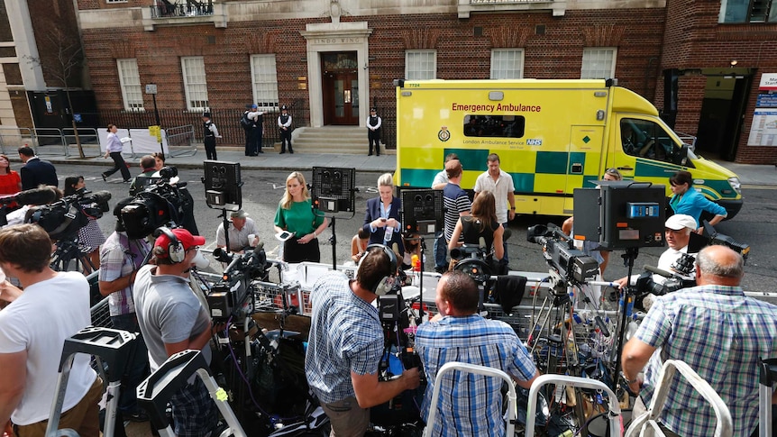 Media outside St Mary's Hospital, London